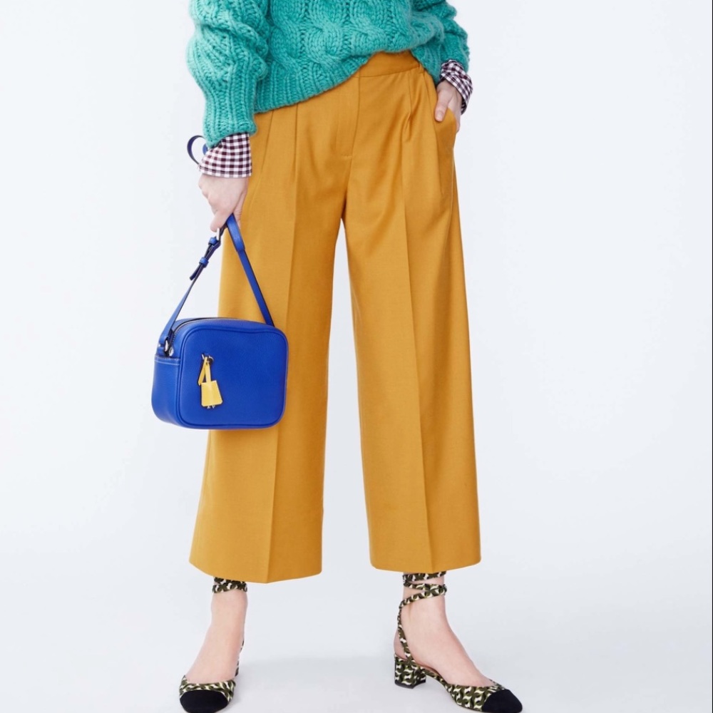 JCREW WIDE LEG CROPPED FLANNEL PANT SZ 4P